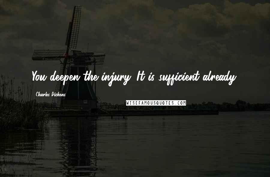 Charles Dickens Quotes: You deepen the injury. It is sufficient already.