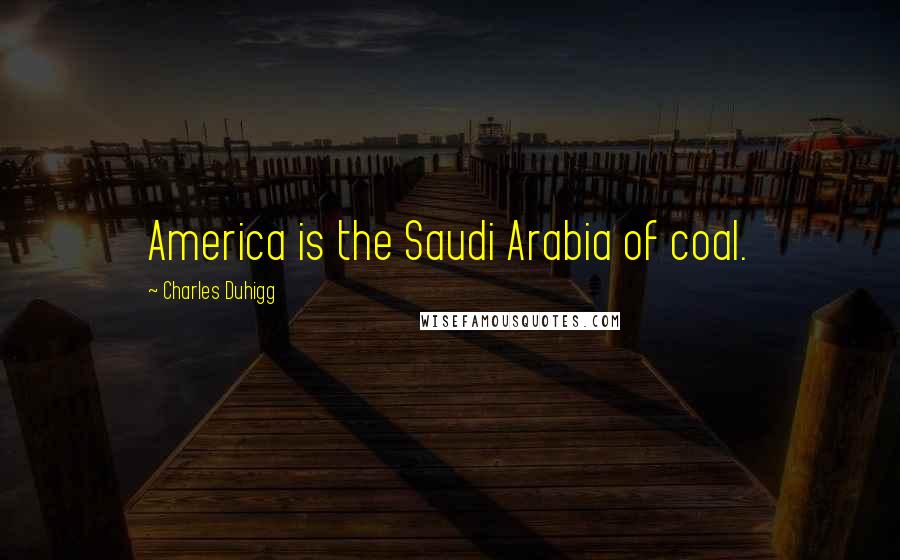 Charles Duhigg Quotes: America is the Saudi Arabia of coal.