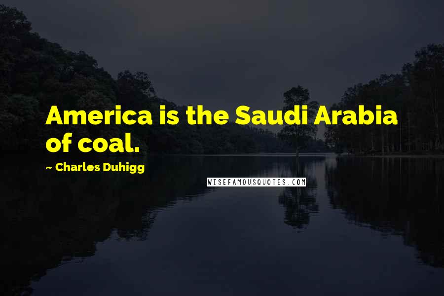 Charles Duhigg Quotes: America is the Saudi Arabia of coal.