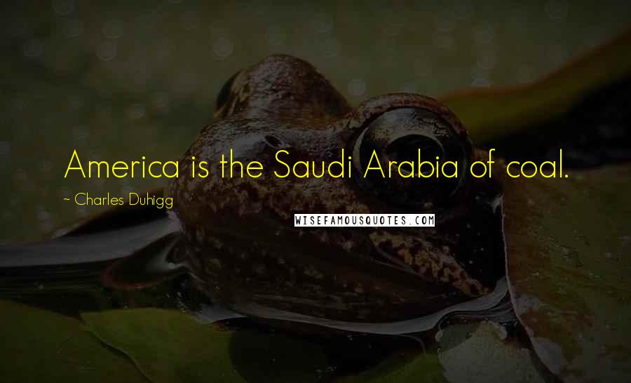 Charles Duhigg Quotes: America is the Saudi Arabia of coal.