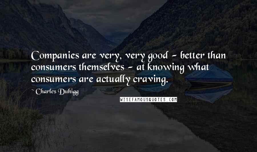 Charles Duhigg Quotes: Companies are very, very good - better than consumers themselves - at knowing what consumers are actually craving.