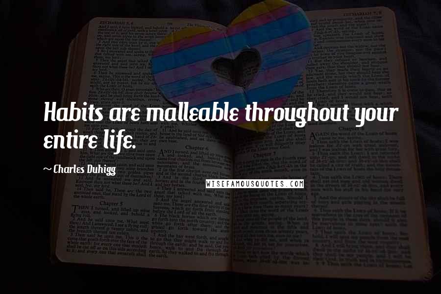 Charles Duhigg Quotes: Habits are malleable throughout your entire life.