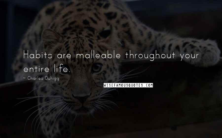 Charles Duhigg Quotes: Habits are malleable throughout your entire life.