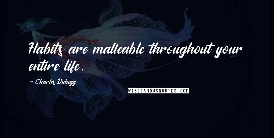 Charles Duhigg Quotes: Habits are malleable throughout your entire life.