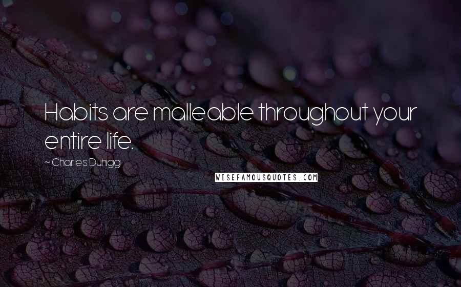 Charles Duhigg Quotes: Habits are malleable throughout your entire life.