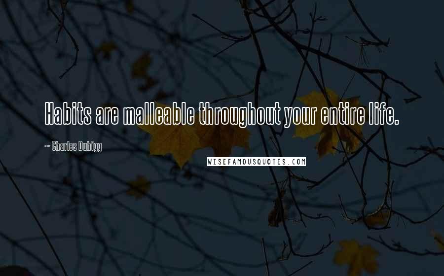 Charles Duhigg Quotes: Habits are malleable throughout your entire life.