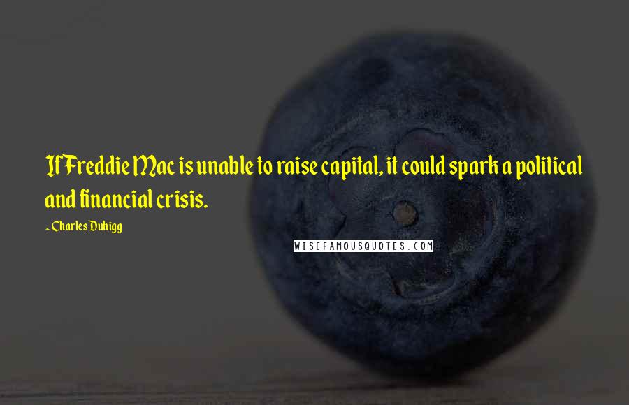 Charles Duhigg Quotes: If Freddie Mac is unable to raise capital, it could spark a political and financial crisis.