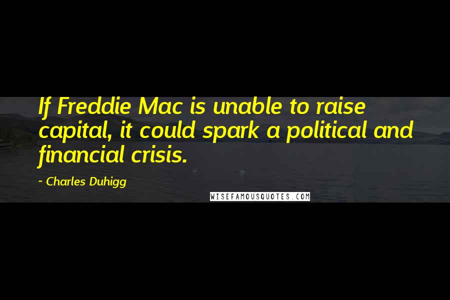 Charles Duhigg Quotes: If Freddie Mac is unable to raise capital, it could spark a political and financial crisis.