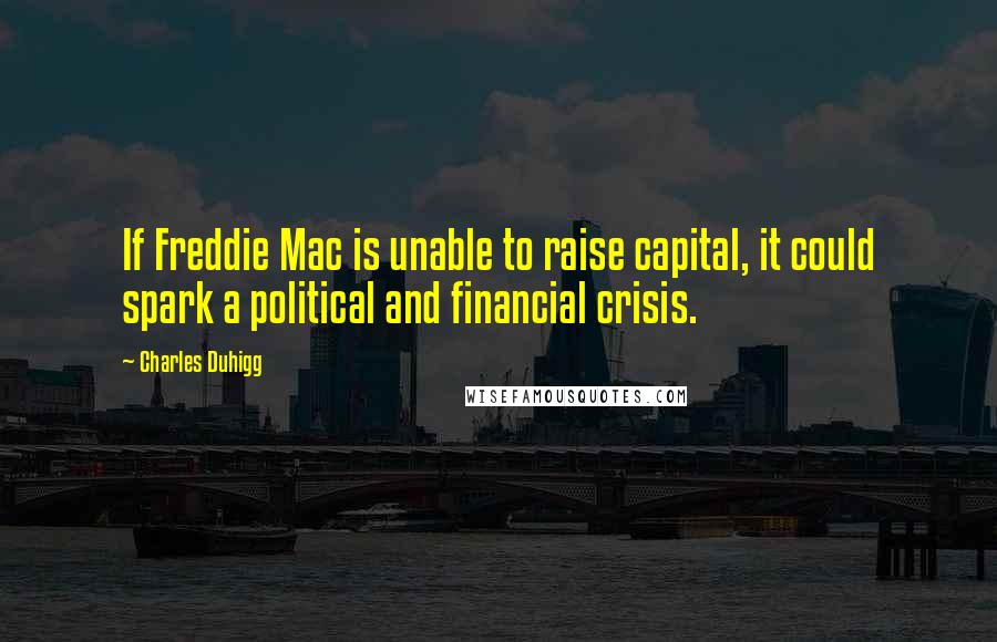 Charles Duhigg Quotes: If Freddie Mac is unable to raise capital, it could spark a political and financial crisis.