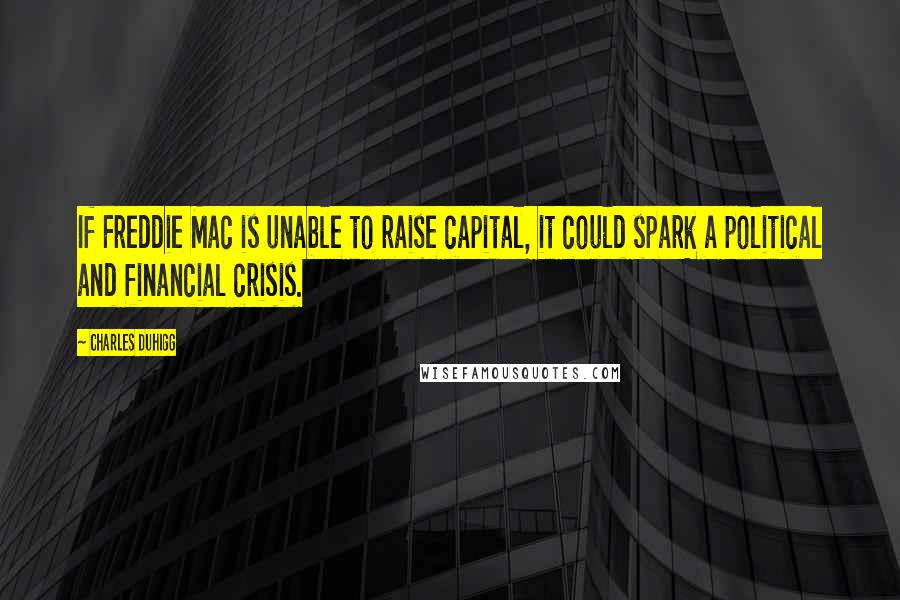 Charles Duhigg Quotes: If Freddie Mac is unable to raise capital, it could spark a political and financial crisis.