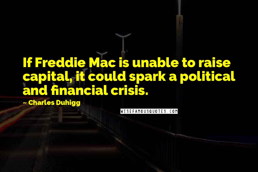 Charles Duhigg Quotes: If Freddie Mac is unable to raise capital, it could spark a political and financial crisis.