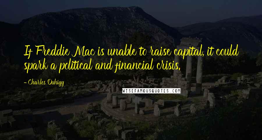 Charles Duhigg Quotes: If Freddie Mac is unable to raise capital, it could spark a political and financial crisis.