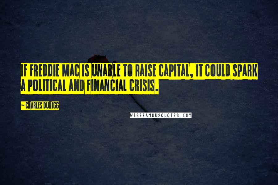 Charles Duhigg Quotes: If Freddie Mac is unable to raise capital, it could spark a political and financial crisis.