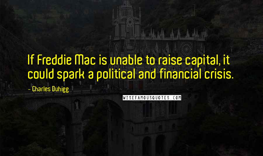 Charles Duhigg Quotes: If Freddie Mac is unable to raise capital, it could spark a political and financial crisis.