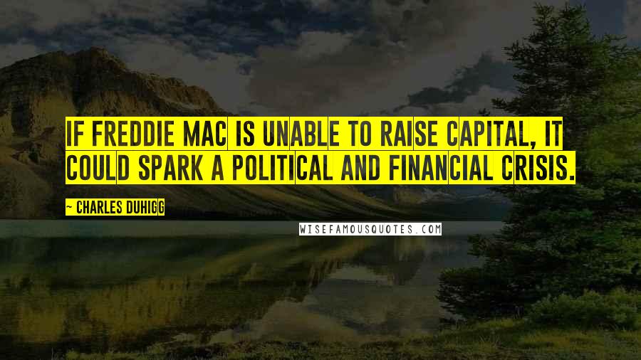 Charles Duhigg Quotes: If Freddie Mac is unable to raise capital, it could spark a political and financial crisis.