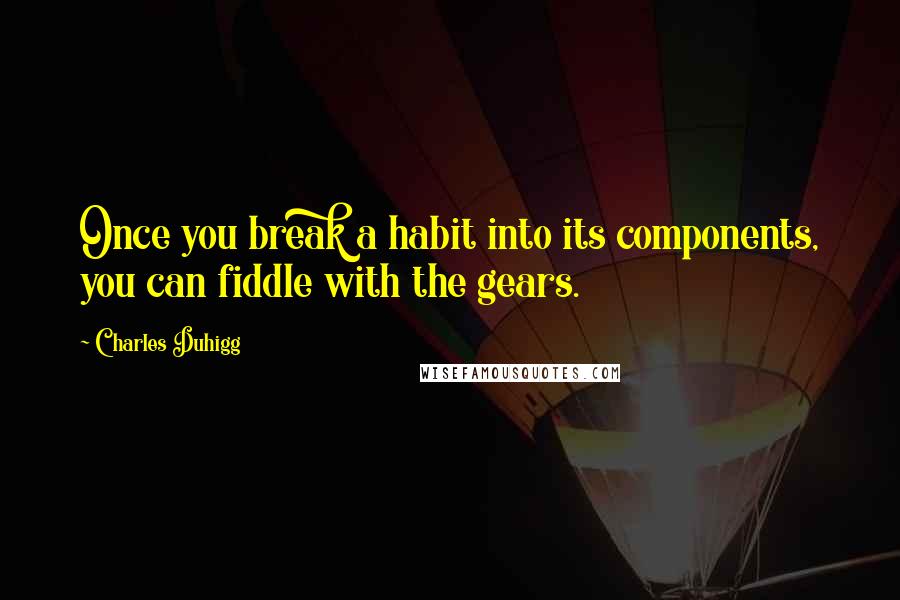 Charles Duhigg Quotes: Once you break a habit into its components, you can fiddle with the gears.