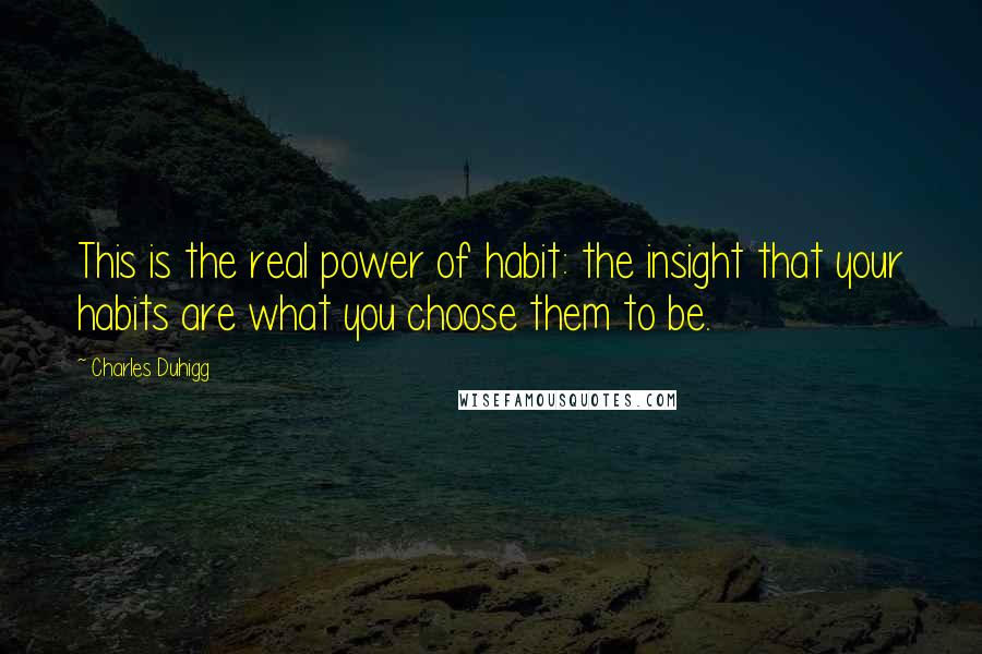 Charles Duhigg Quotes: This is the real power of habit: the insight that your habits are what you choose them to be.