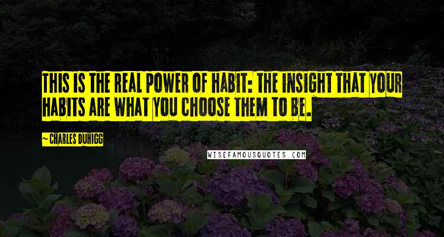 Charles Duhigg Quotes: This is the real power of habit: the insight that your habits are what you choose them to be.