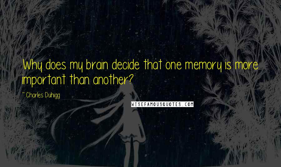 Charles Duhigg Quotes: Why does my brain decide that one memory is more important than another?