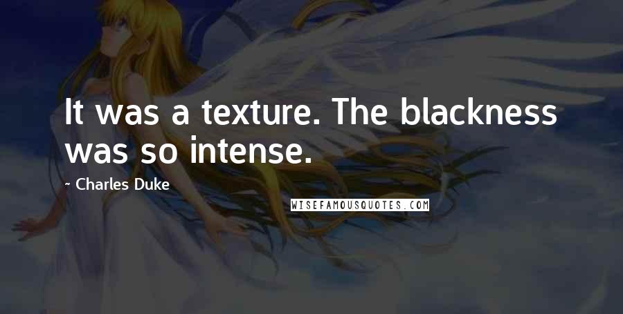 Charles Duke Quotes: It was a texture. The blackness was so intense.