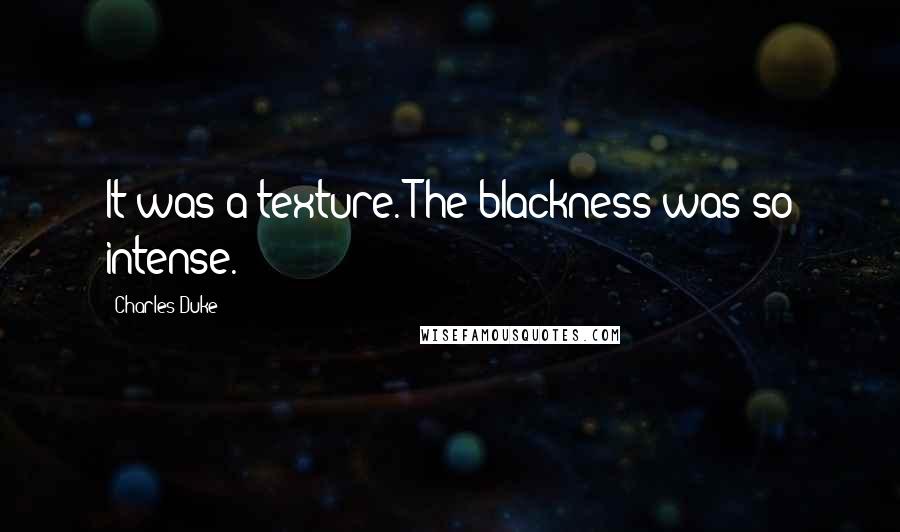 Charles Duke Quotes: It was a texture. The blackness was so intense.