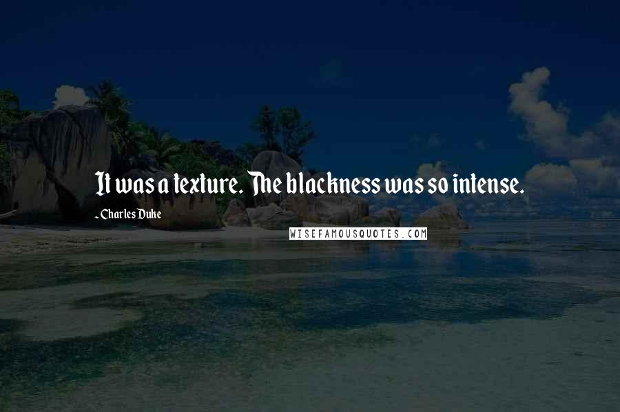 Charles Duke Quotes: It was a texture. The blackness was so intense.