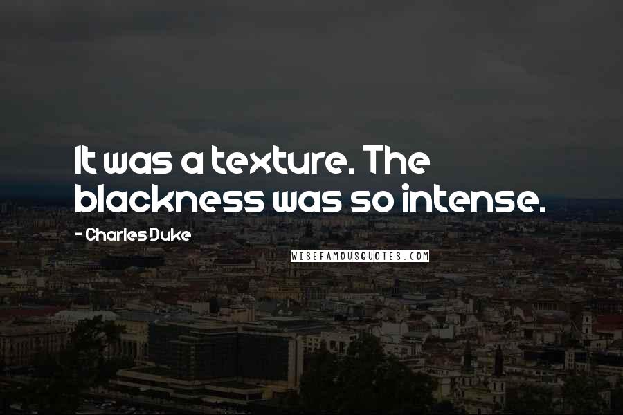 Charles Duke Quotes: It was a texture. The blackness was so intense.