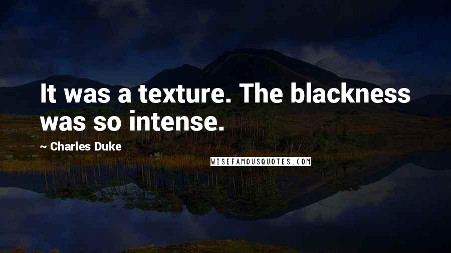 Charles Duke Quotes: It was a texture. The blackness was so intense.