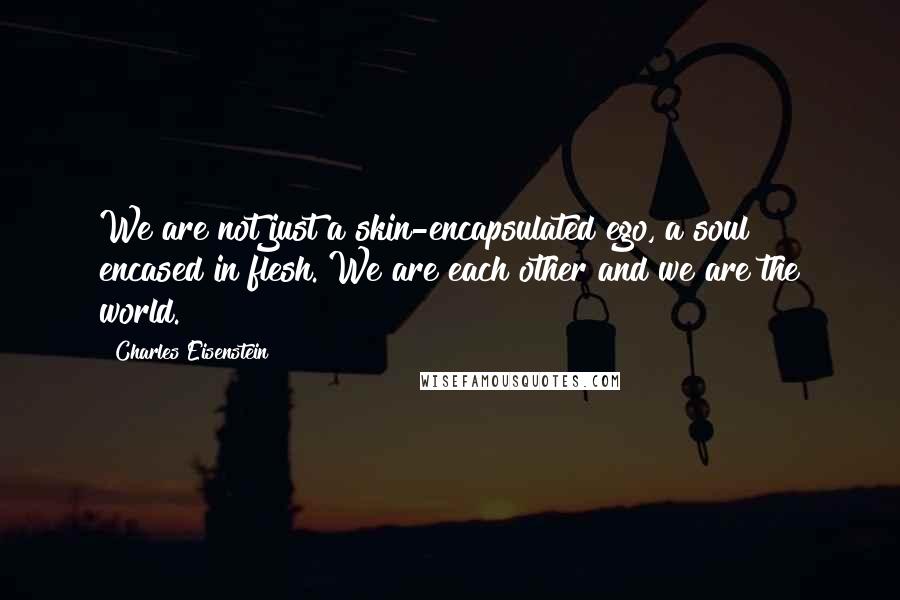 Charles Eisenstein Quotes: We are not just a skin-encapsulated ego, a soul encased in flesh. We are each other and we are the world.