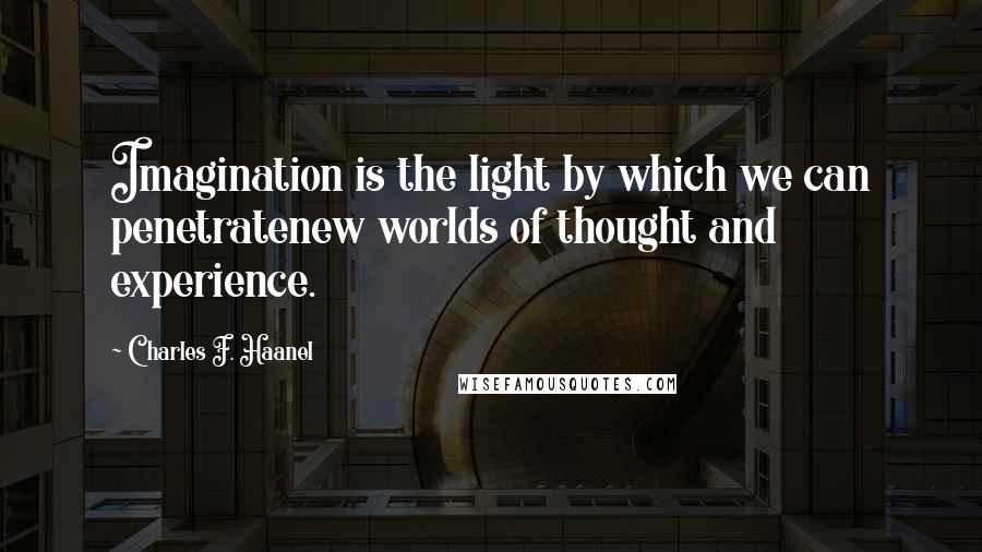 Charles F. Haanel Quotes: Imagination is the light by which we can penetratenew worlds of thought and experience.