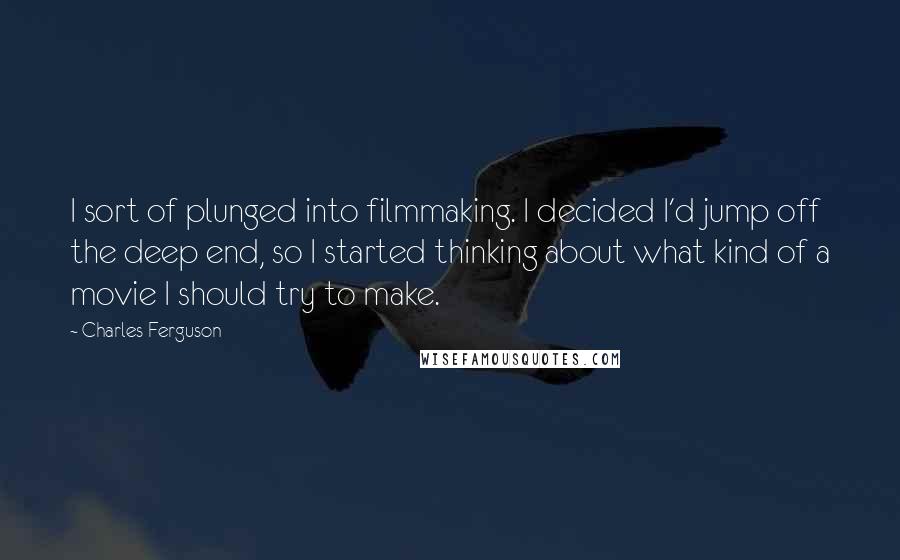 Charles Ferguson Quotes: I sort of plunged into filmmaking. I decided I'd jump off the deep end, so I started thinking about what kind of a movie I should try to make.