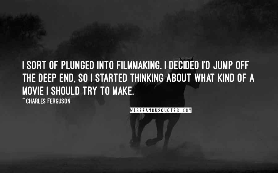 Charles Ferguson Quotes: I sort of plunged into filmmaking. I decided I'd jump off the deep end, so I started thinking about what kind of a movie I should try to make.