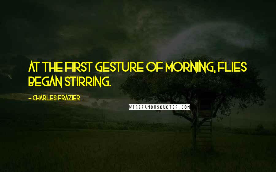 Charles Frazier Quotes: At the first gesture of morning, flies began stirring.