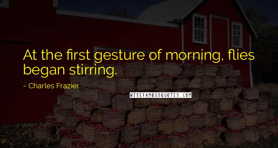 Charles Frazier Quotes: At the first gesture of morning, flies began stirring.