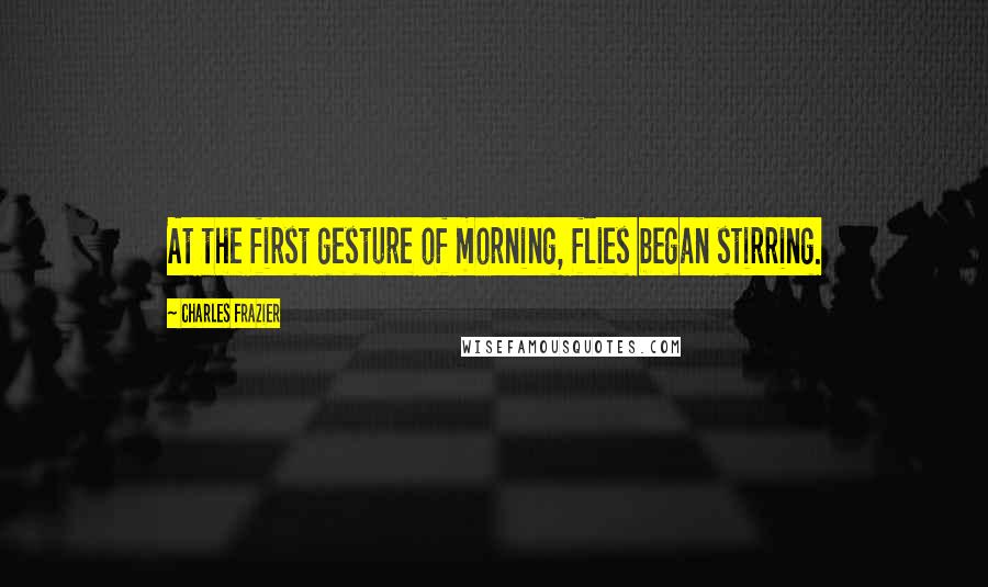 Charles Frazier Quotes: At the first gesture of morning, flies began stirring.
