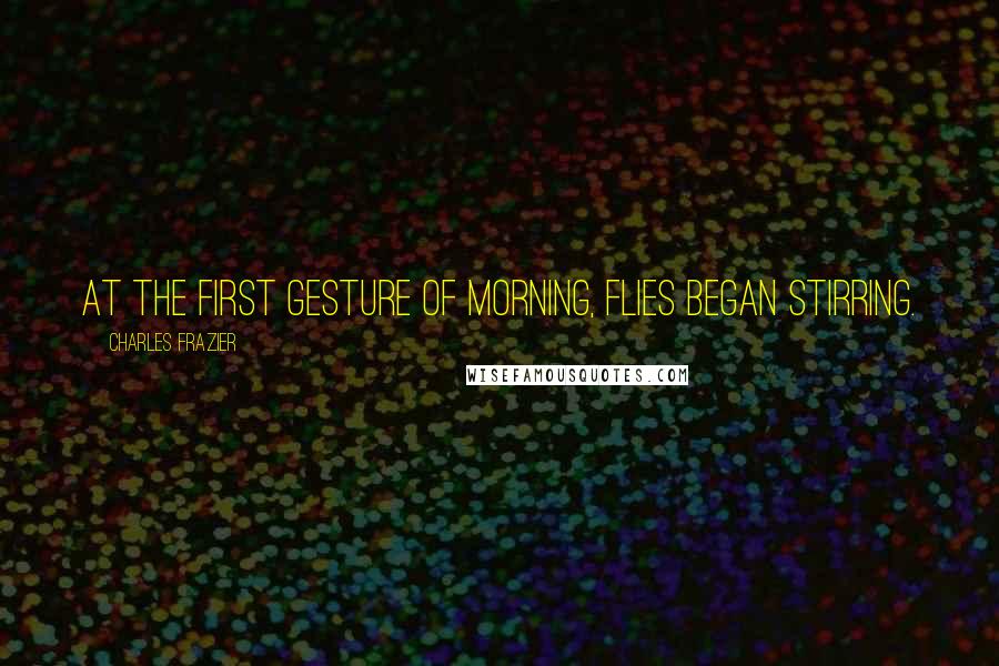 Charles Frazier Quotes: At the first gesture of morning, flies began stirring.