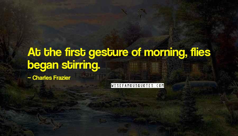 Charles Frazier Quotes: At the first gesture of morning, flies began stirring.