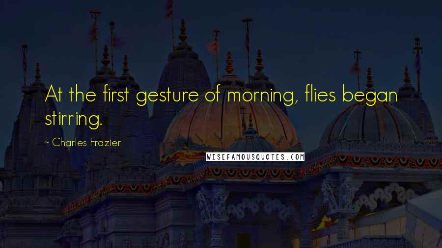 Charles Frazier Quotes: At the first gesture of morning, flies began stirring.