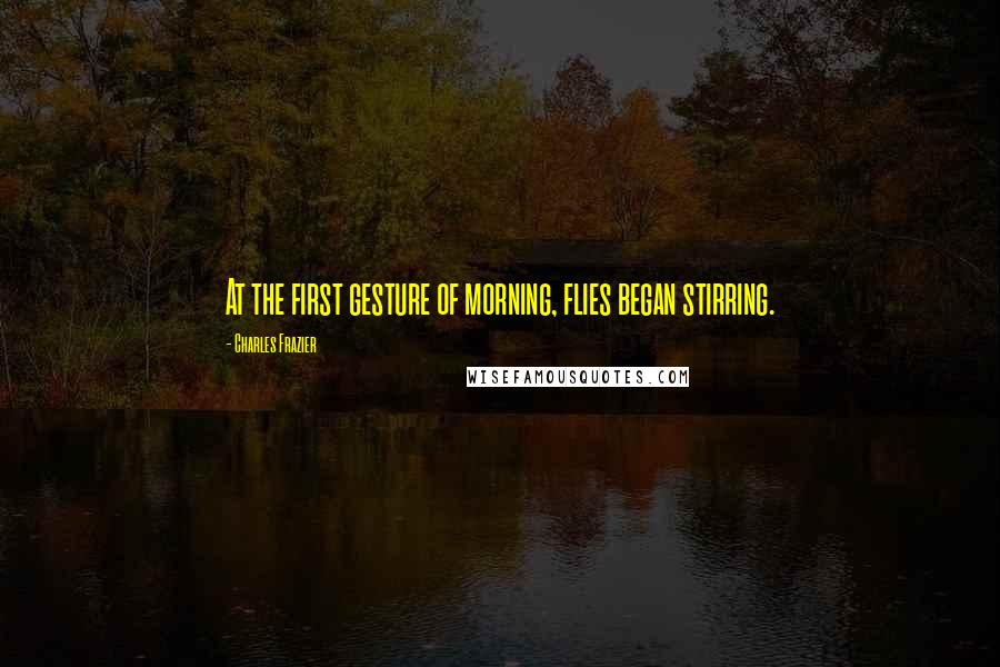 Charles Frazier Quotes: At the first gesture of morning, flies began stirring.