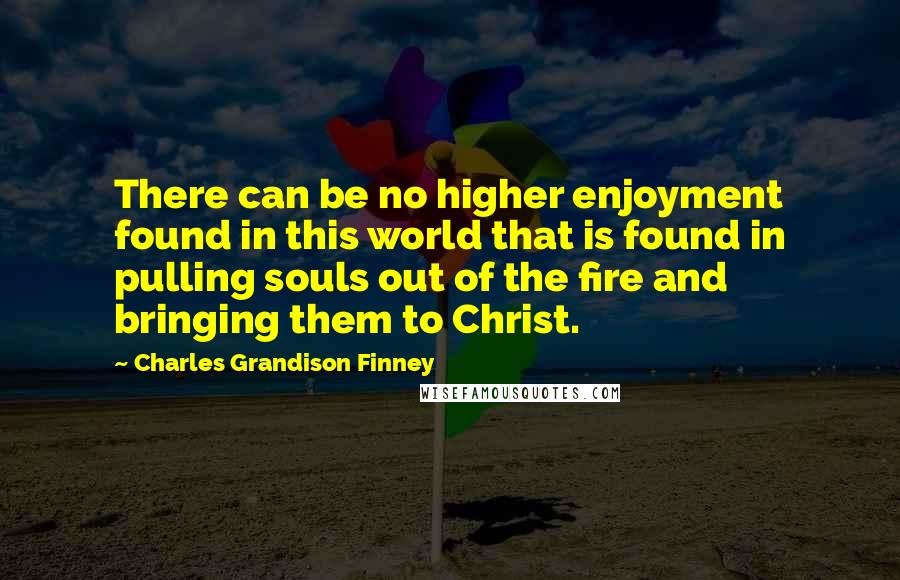 Charles Grandison Finney Quotes: There can be no higher enjoyment found in this world that is found in pulling souls out of the fire and bringing them to Christ.