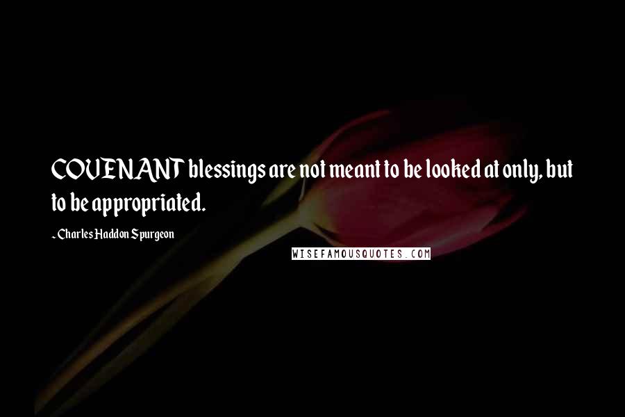 Charles Haddon Spurgeon Quotes: COVENANT blessings are not meant to be looked at only, but to be appropriated.