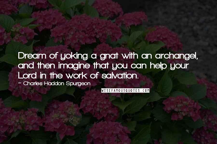 Charles Haddon Spurgeon Quotes: Dream of yoking a gnat with an archangel, and then imagine that you can help your Lord in the work of salvation.