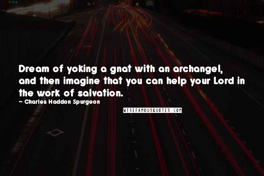 Charles Haddon Spurgeon Quotes: Dream of yoking a gnat with an archangel, and then imagine that you can help your Lord in the work of salvation.