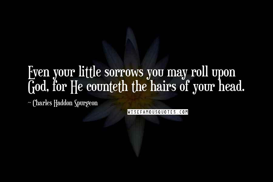 Charles Haddon Spurgeon Quotes: Even your little sorrows you may roll upon God, for He counteth the hairs of your head.