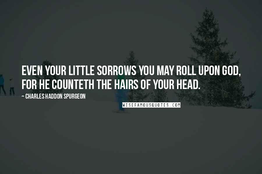 Charles Haddon Spurgeon Quotes: Even your little sorrows you may roll upon God, for He counteth the hairs of your head.