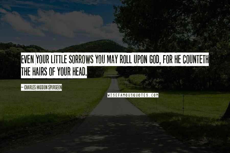 Charles Haddon Spurgeon Quotes: Even your little sorrows you may roll upon God, for He counteth the hairs of your head.