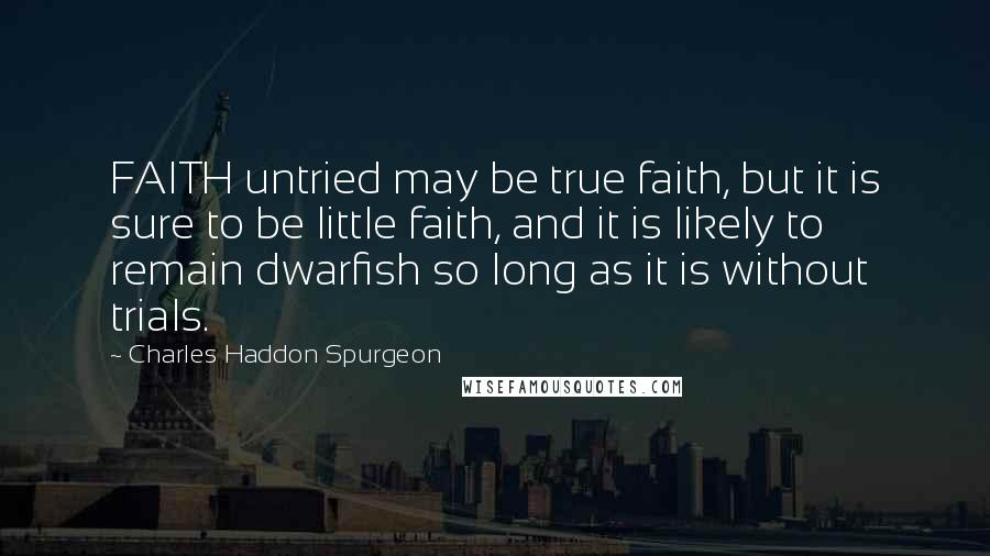 Charles Haddon Spurgeon Quotes: FAITH untried may be true faith, but it is sure to be little faith, and it is likely to remain dwarfish so long as it is without trials.