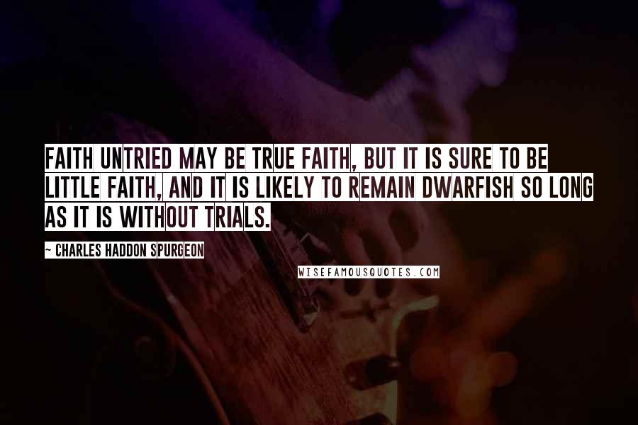 Charles Haddon Spurgeon Quotes: FAITH untried may be true faith, but it is sure to be little faith, and it is likely to remain dwarfish so long as it is without trials.
