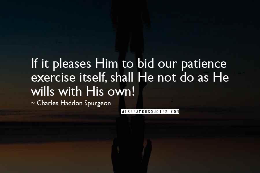 Charles Haddon Spurgeon Quotes: If it pleases Him to bid our patience exercise itself, shall He not do as He wills with His own!