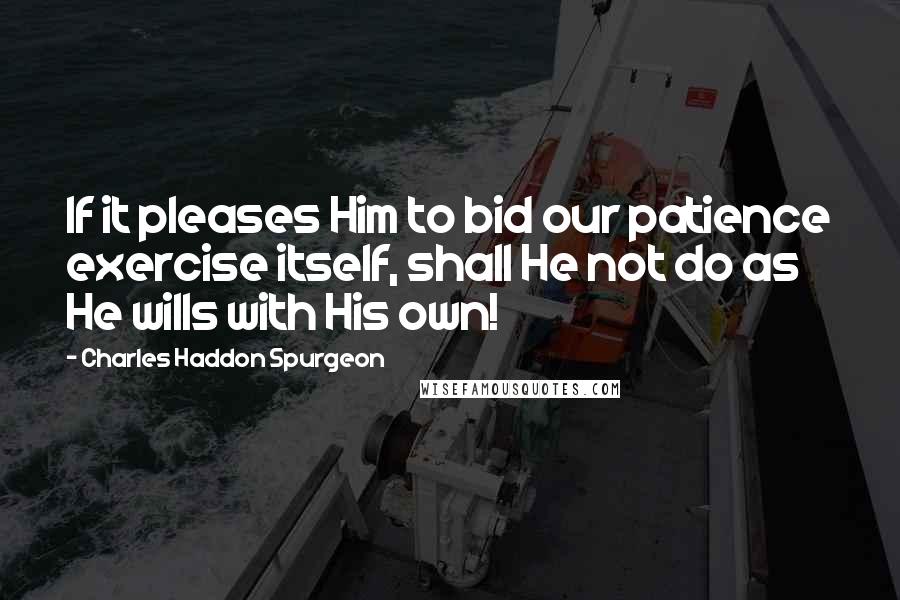 Charles Haddon Spurgeon Quotes: If it pleases Him to bid our patience exercise itself, shall He not do as He wills with His own!